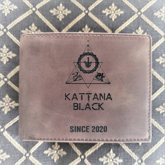Kattana Black Collection - Men's Brown Leather Wallet Engraved